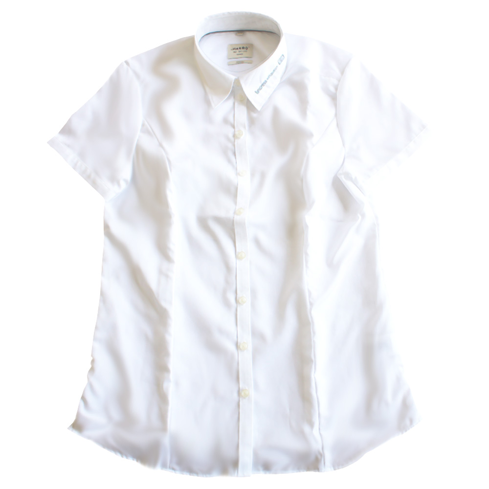104143-EH - Damen Bluse, 1/2 Arm, weiß, mit Logo auf Kragen